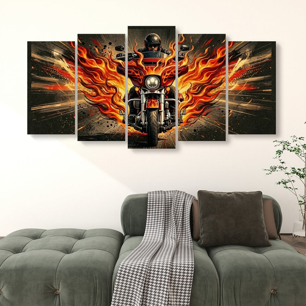 Custom Flame Paint Bagger Dresser Motorcycle Canvas Wall Art