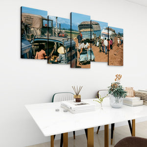Chaos on the Road to Ben Hue – Vietnam War 5-Panel Canvas Wall Art