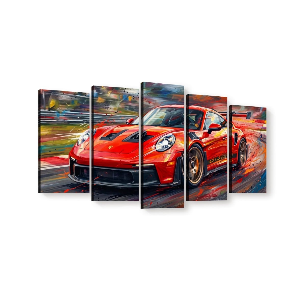 Porsche 911 GT3 Large Canvas Wall Art Mancave Garage Panel Print – 5-Panel Level