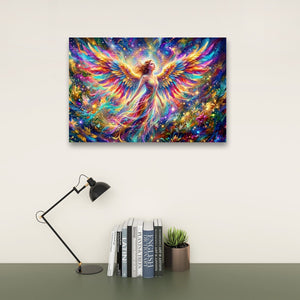 Celestial Fracture – Psychedelic Angel Canvas Wall Art
