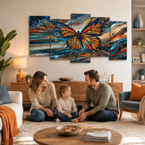 Wings of the Tempest – Abstract Monarch Butterfly Multi-Panel Canvas Art