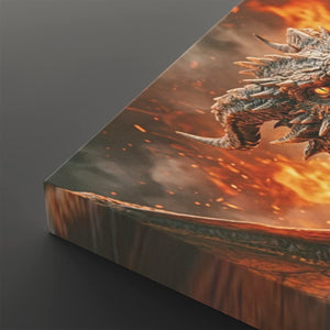 Fire-Breathing Dragon Canvas Wall Art — 5-Panel Level
