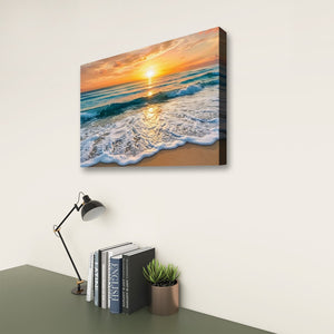 Golden Tide – Sunset Beach Surf Canvas Wall Art