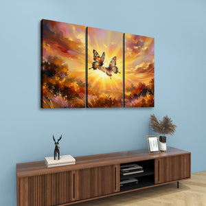 Golden Hour Butterflies – Warm & Ethereal Canvas Wall Art