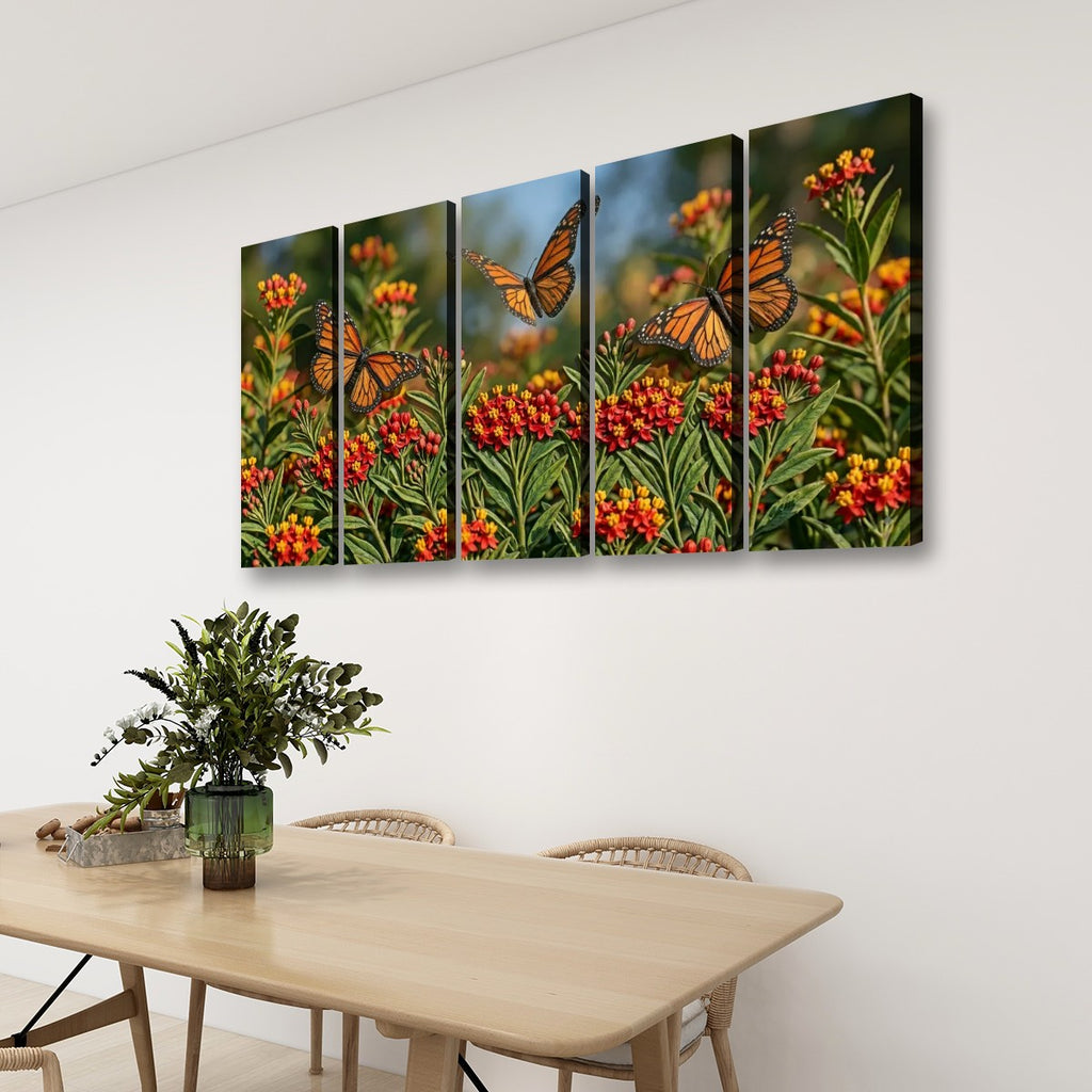 Monarch Butterfly Garden — 3D Milkweed Canvas Wall Art