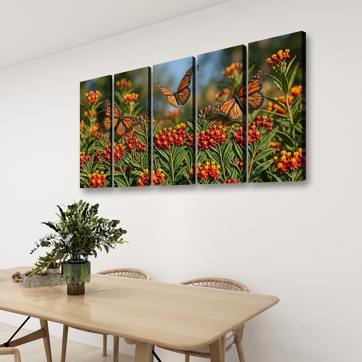 Monarch Butterfly Garden — 3D Milkweed Canvas Wall Art