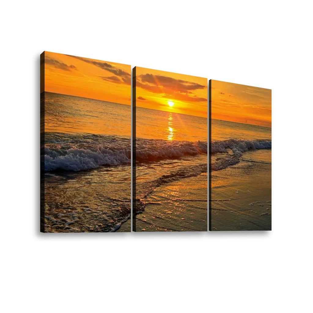 Madeira Beach Florida Sunset Rolling Waves Gulf of America Split Canvas Panel Wall Art