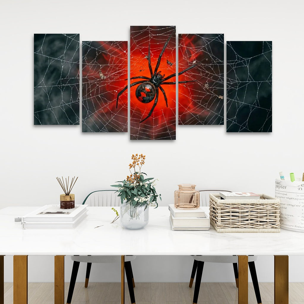 Black Widow Spider Web Canvas Wall Art