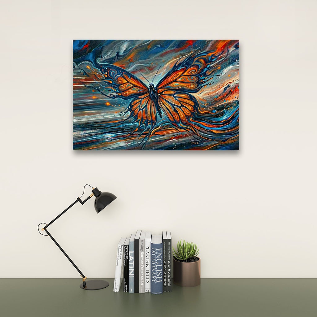 Wings of the Tempest Abstract Monarch Butterfly Canvas Wall Art | 1, 3 & 5 Panel Multi-Panel Print