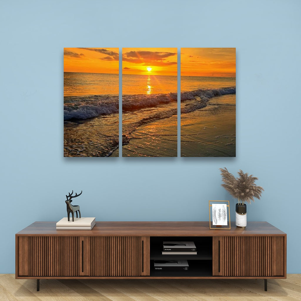 Madeira Beach Florida Sunset Rolling Waves Gulf of America Split Canvas Panel Wall Art