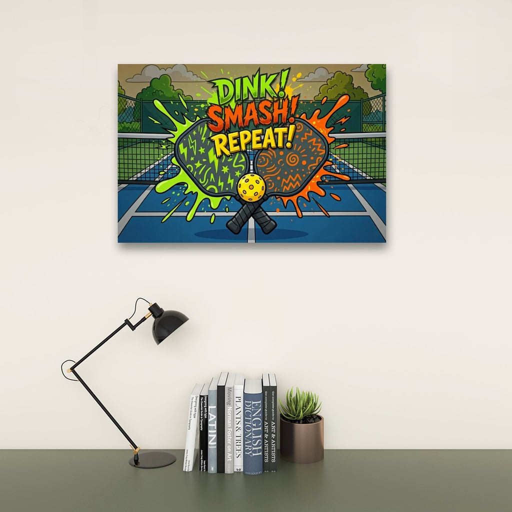 Pickleball 5-Panel Level Canvas Wall Art | Dink! Smash! Repeat!