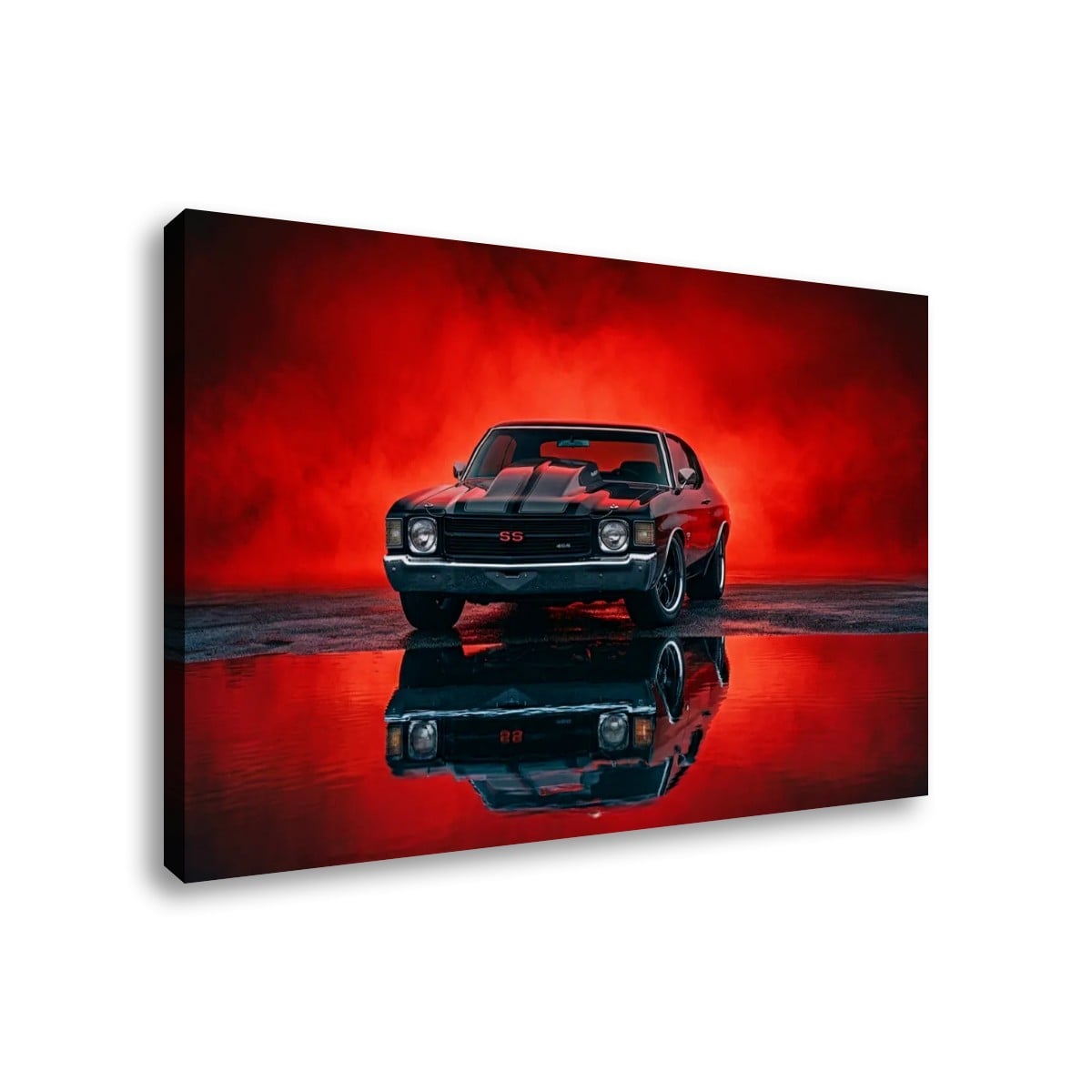 Chevy Chevelle SS Black Red Glow Canvas Wall Art