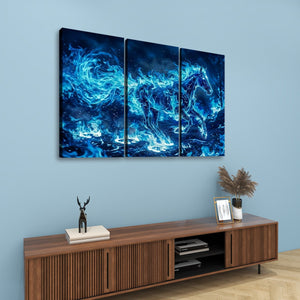 Blue Fire Horse — Abstract Original Canvas Wall Art