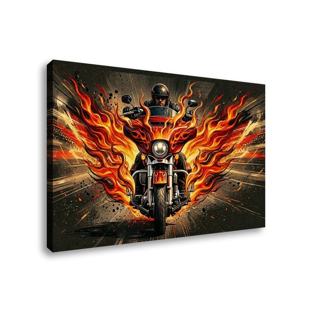 Custom Flame Paint Bagger Dresser Motorcycle Canvas Wall Art