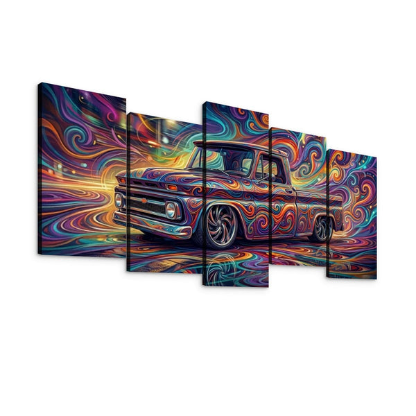 1966 Chevy C10 Fleetside Shortbed Canvas Wall Art – Abstract Fidelity | Multi-Panel Classic Truck Print