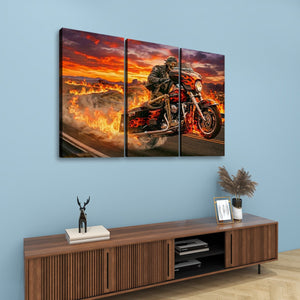 Dead Man's Ride – Skeleton Bagger Wheelie 5-Panel Canvas Wall Art