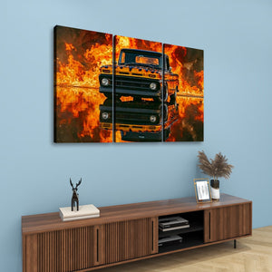 Flaming 1966 Chevy C10 – 5-Panel Canvas Wall Art