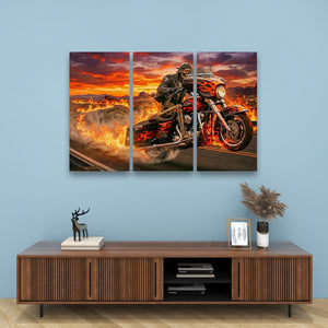 Dead Man's Ride – Skeleton Bagger Wheelie 5-Panel Canvas Wall Art