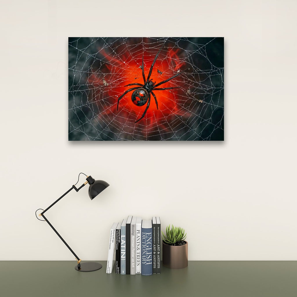 Black Widow Spider Web Canvas Wall Art