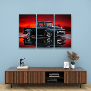 1956 Ford F100 Truck Reflection & Red Glow Multi-Panel Canvas Wall Art
