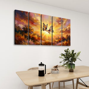 Golden Hour Butterflies – Warm & Ethereal Canvas Wall Art