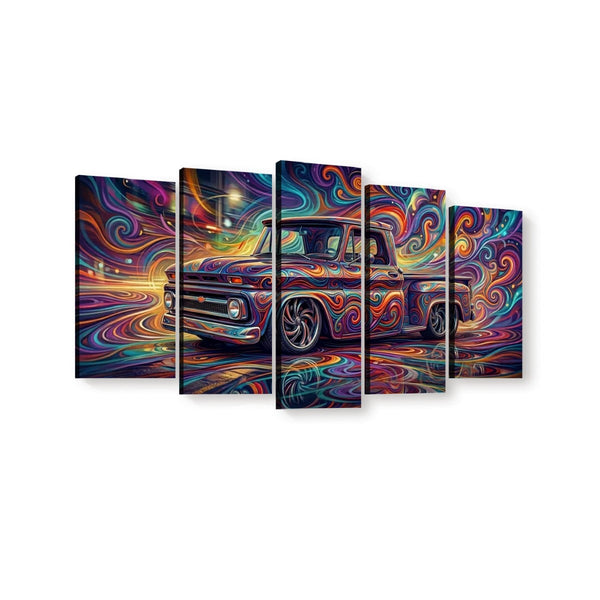 1966 Chevy C10 Stepside Shortbed Canvas Wall Art – Abstract Fidelity | Multi-Panel Classic Truck Print