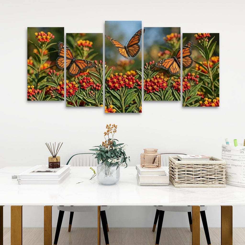 Monarch Butterfly Garden — 3D Milkweed Canvas Wall Art