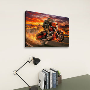 Dead Man's Ride – Skeleton Bagger Wheelie 5-Panel Canvas Wall Art