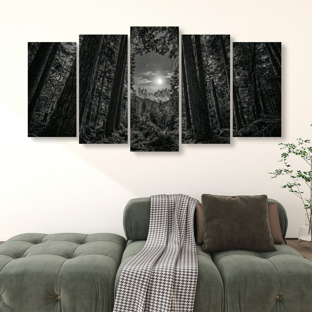 Enchanted Moonlit Forest Living room wall decor over sofa