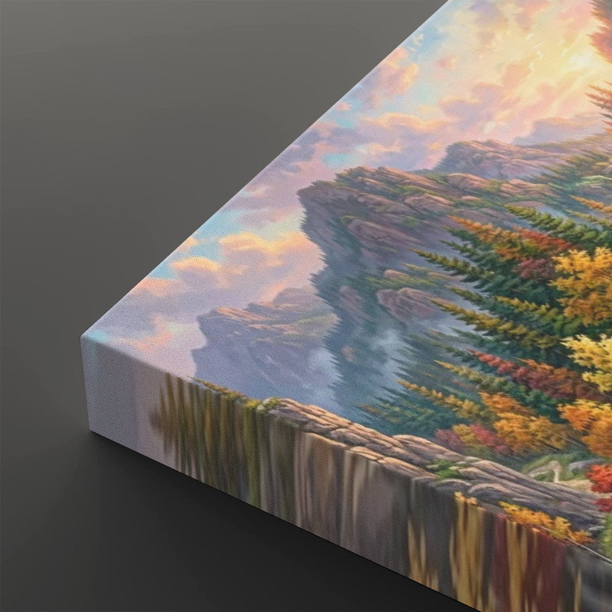 Waterfall Landscape Mountain Multi-Color Scene 5-Panel Canvas Wall Art