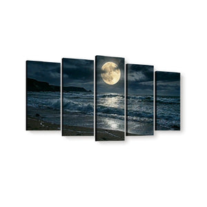 Gulf Moon Reflection — Moonlit Beach Canvas Wall Art