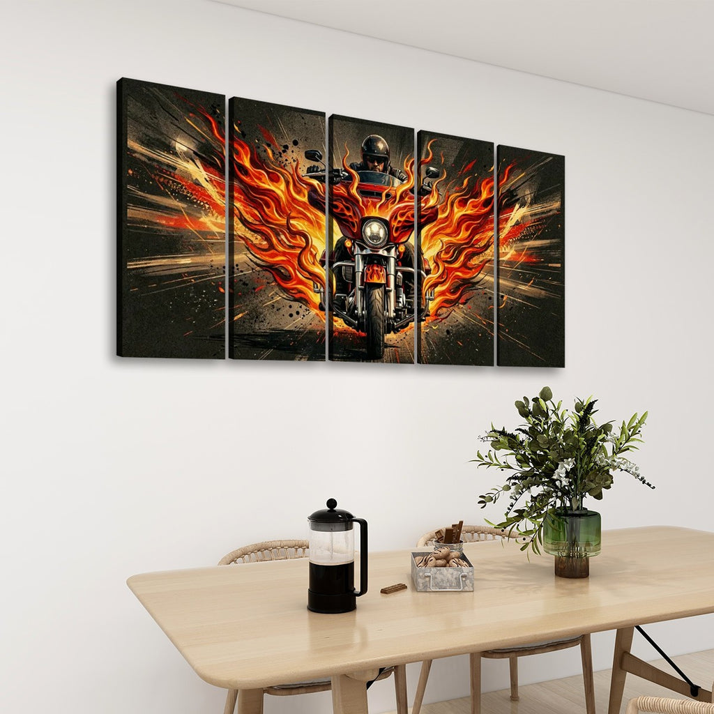 Custom Flame Paint Bagger Dresser Motorcycle Canvas Wall Art