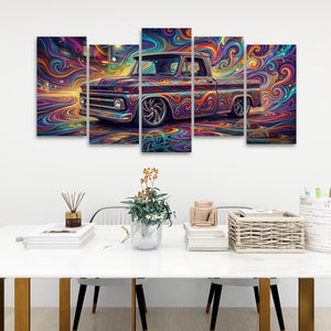 1966 Chevy C10 Fleetside Shortbed – Abstract Fidelity 5-Panel Canvas Wall Art