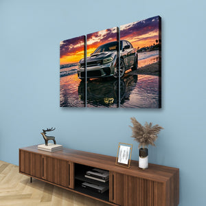 Dodge SRT Hellcat Charger – Beach Sunset 5-Panel Canvas Print