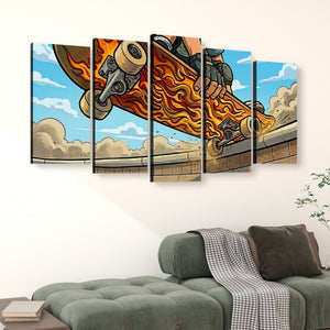 Kids Room Skateboard Canvas Wall Art – Bold Street Style Print | 1, 3 & 5 Panel