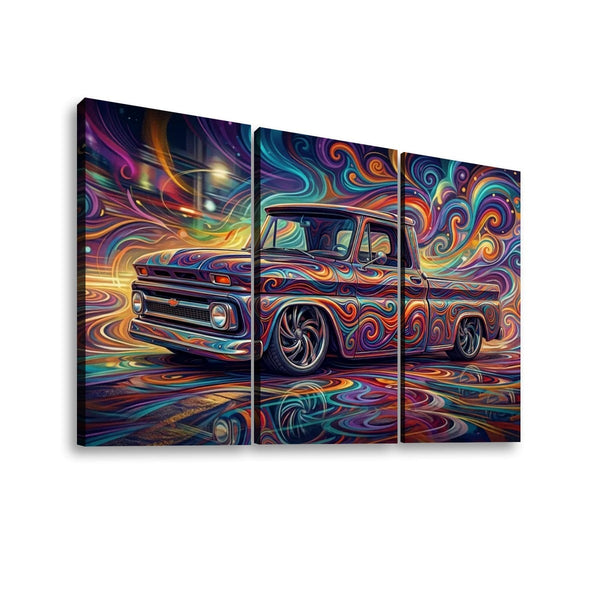 1966 Chevy C10 Fleetside Shortbed Canvas Wall Art – Abstract Fidelity | Multi-Panel Classic Truck Print