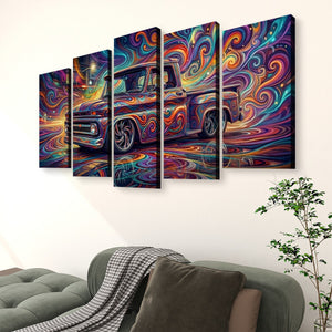 1966 Chevy C10 Stepside Shortbed – Abstract Fidelity 5-Panel Canvas Wall Art