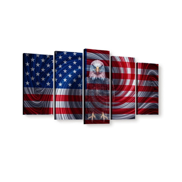 Spirit of America Canvas Wall Art – Ghost Eagle US Flag Swirl | Multi-Panel Patriotic Print