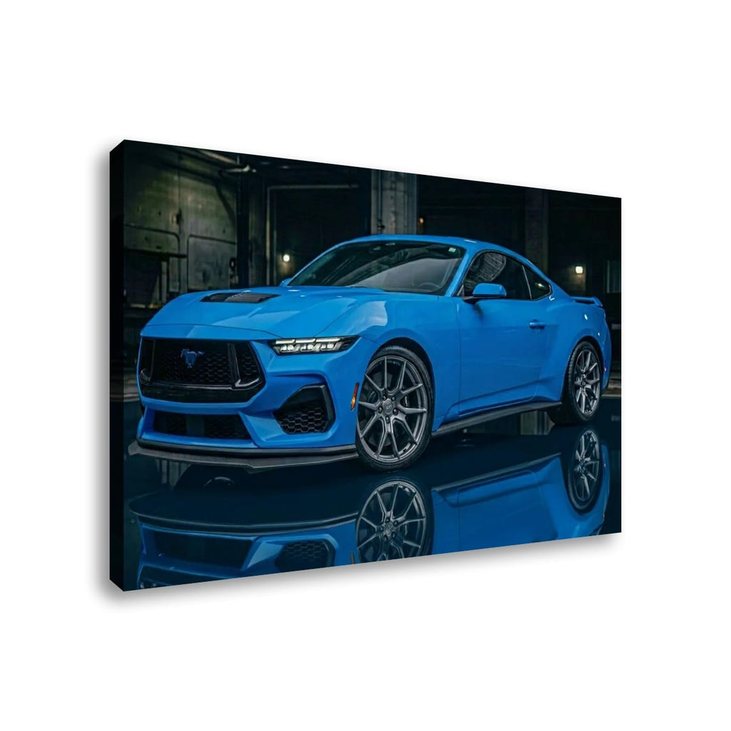 Grabber Blue Ford Mustang Muscle Car Man Cave — 5-Panel Canvas Wall Art