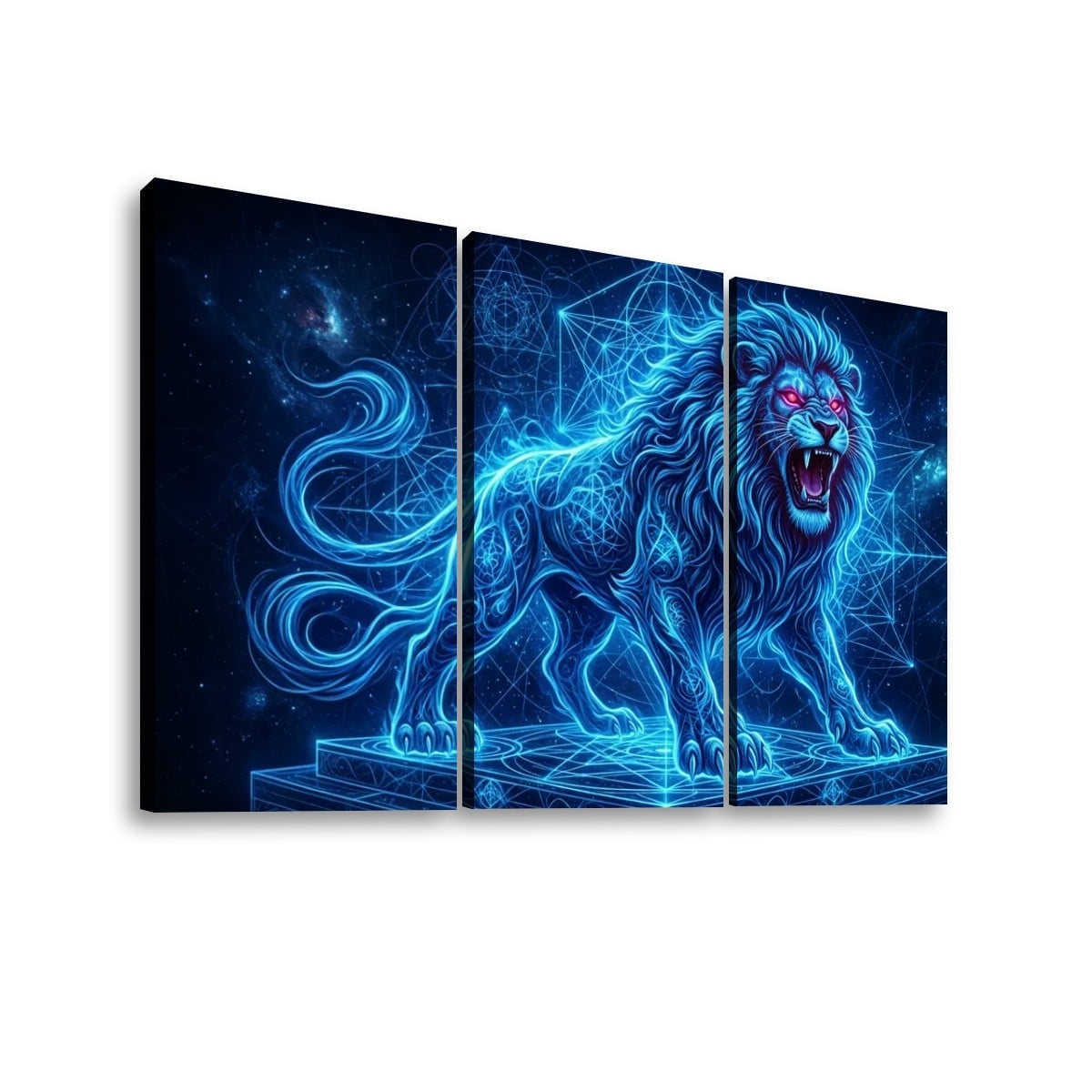 Electric Blue Lion Mane Living Room Above Sofa Wall Art