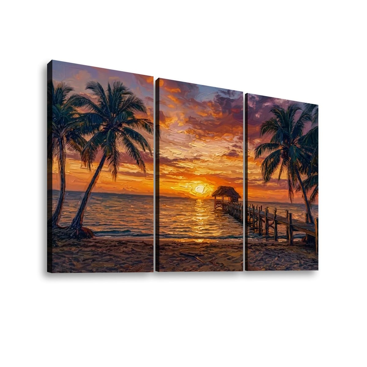 Dock at Sunset Canvas Wall Art – 5-Panel Level