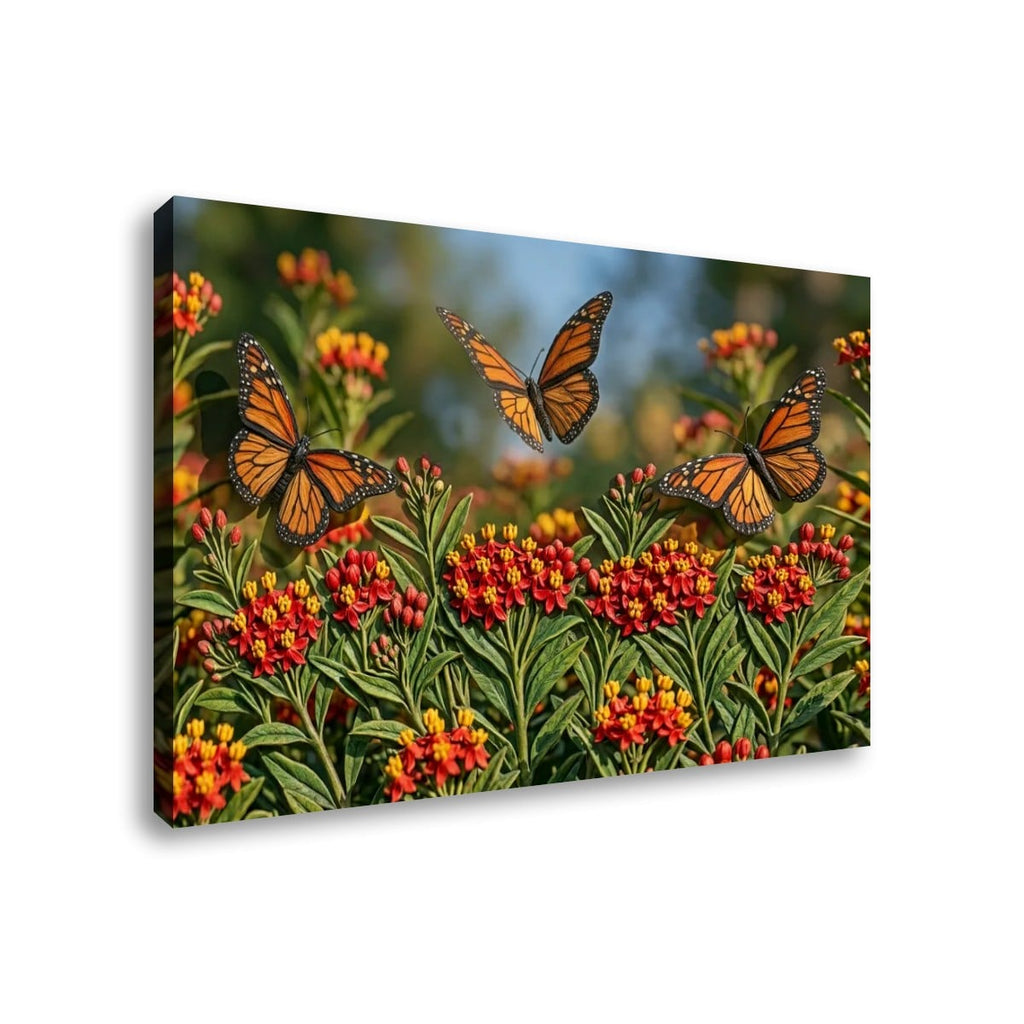 Monarch Butterfly Garden — 3D Milkweed Canvas Wall Art