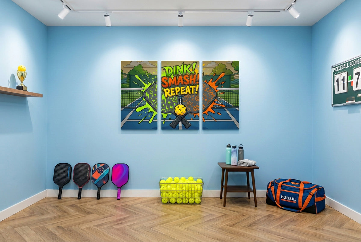Pickleball 5-Panel Level Canvas Wall Art | Dink! Smash! Repeat!