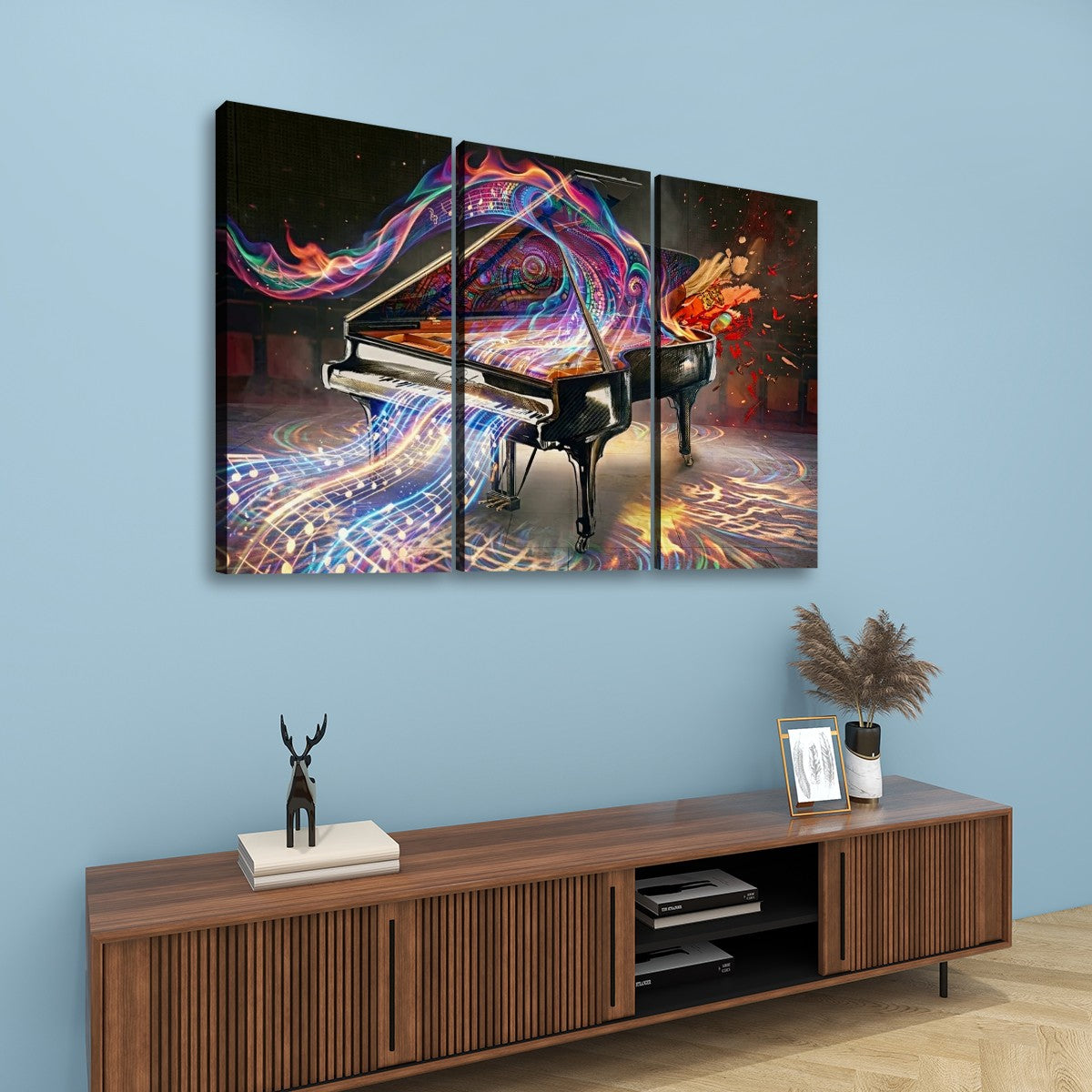 5-Panel Level Abstract Music Notes Piano Canvas Wall Art | Multi-Panel Print