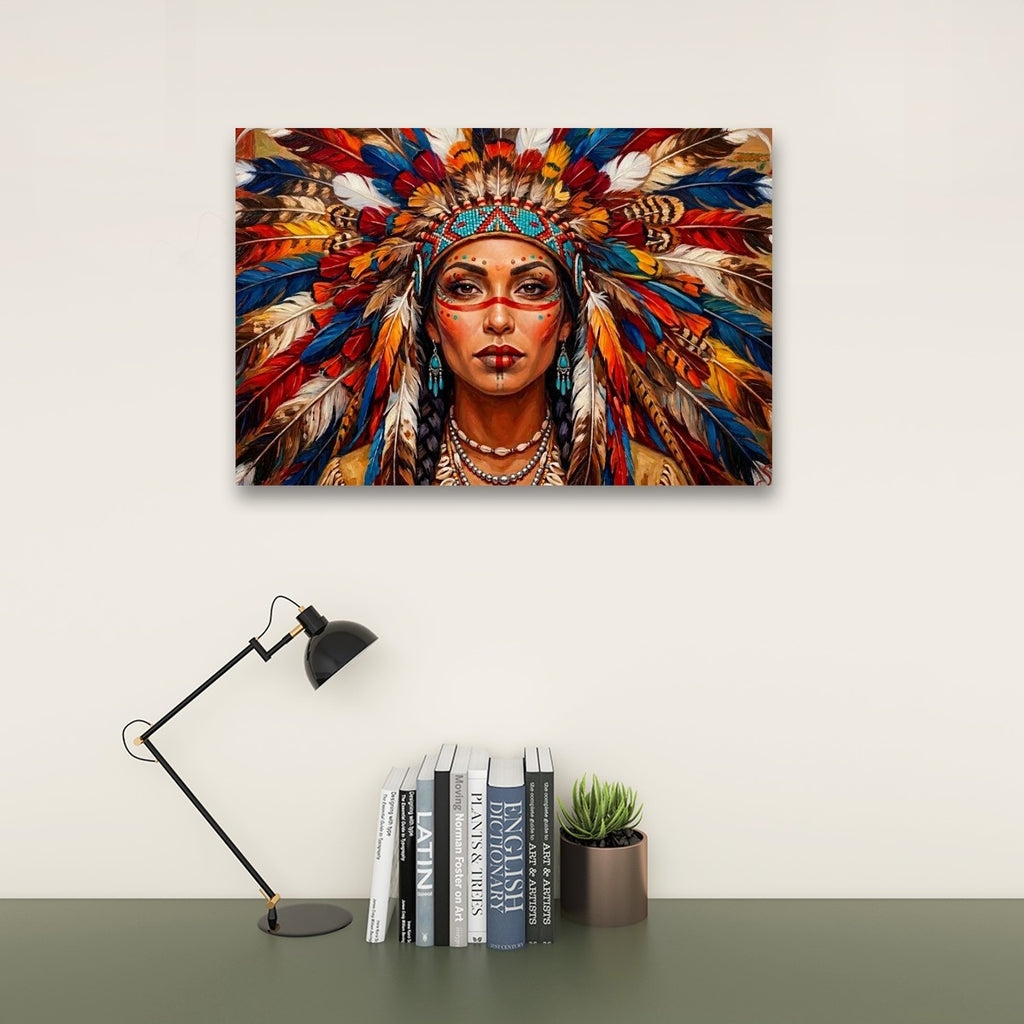 Native American Indian Woman 5-Panel Level Split Canvas Wall Art | Multi-Panel Print