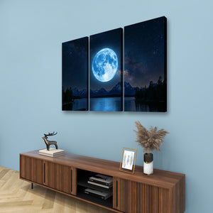 Blue Moon – Moonrise Over Water Canvas Wall Art