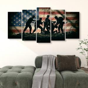 A five-panel canvas wall art set depicting the iconic silhouette of the U.S.