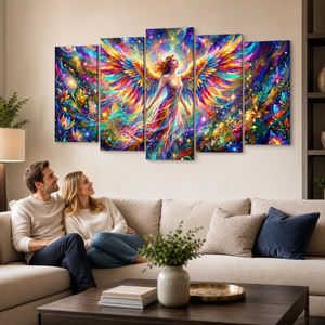 Celestial Fracture – Psychedelic Angel Canvas Wall Art