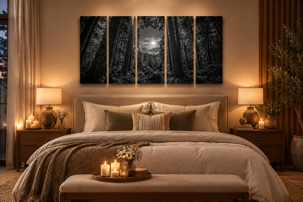 Enchanted Moonlit Forest Living room wall decor over sofa