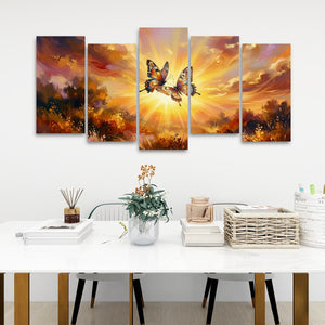 Golden Hour Butterflies – Warm & Ethereal Canvas Wall Art